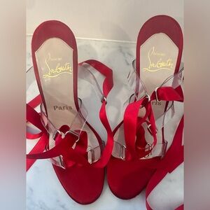 Christian Louboutin Red Satin stiletto Heels